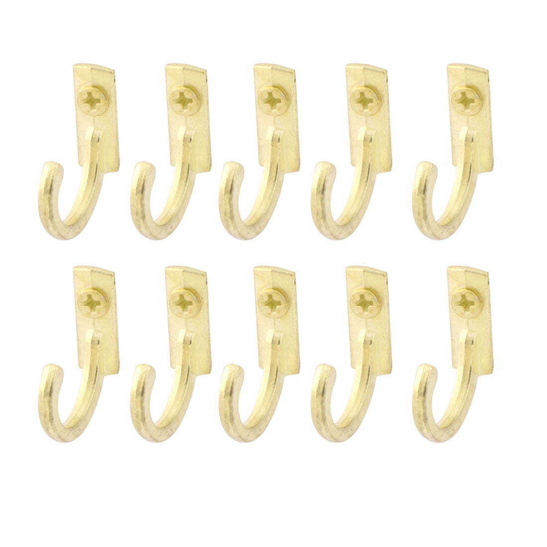 Bag Clothes Coat Metal Wall Mounted Single Hook Rack Hangers Gold Tone 10pcs