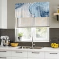 thumbnail image 5 of 2 Pack Valances for Windows, Blue Marble Window Valances for Living Room/Bedroom/Bathroom, Summer Ocean Wave Blue Ombre Light Filtering Kitchen Curtain Valance Window Treatment 54"W x18" L, 5 of 9
