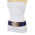 thumbnail image 5 of Women Dark Blue Elastic Belt Gold Metal Buckle Size S M, 5 of 13