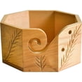 thumbnail image 2 of Hind Handicrafts Premium Solid Dark Handmade Crafted Wooden Portable Antique Octagonal Yarn Storage Bowl - Holder for Knitting Crochet Hook Accessories (6" x 6" x 3", Beechwood), 2 of 3