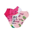 thumbnail image 2 of MeMoi Watermelon No Show Cotton Blend Socks 3-Pack - Girls - Female, 7-8, Assorted, 2 of 8