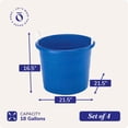 thumbnail image 4 of HOMZ Rope-Handle 18-Gallon Open Storage Tubs, Plastic Buckets, Blue, 4 Pack, 4 of 9