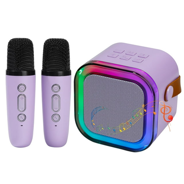 Altavoz karaoke mini con 2 micrófonos inalámbricos para niños