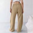 thumbnail image 4 of Women's Comfy Solid Wide-Leg Pants - Elastic Waist Side Pockets, Casual Loose-Fit Pants Perfect for Weekend Getaways, Grocery Runs & Brunch Khaki S, 4 of 9