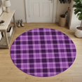 thumbnail image 1 of Round Area Rugs 6Ft, Purple Checkered Non-Slip Washable Circle Rugs Carpet, Modern Farmhouse Purple Buffalo Plaid Indoor Outdoor Rug Floor Mats Throw Runner for Bedroom Living Room Bathroom, 1 of 4