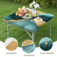thumbnail image 4 of Teal Marble Gold Wave Pattern Square Fitted Tablecloth with Elastic Edge,Square Table Cover,Washable Elastic Table Cover for Home Kitchen Party Decor 34"x34", 4 of 6