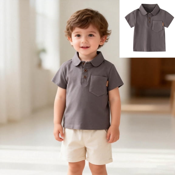 Polo Shirts for Boys Coffee Short Sleeve Polo Shirts 100 Days of School Shirt Classic Toddler Boys Summer Top Clothes 18-24 Months