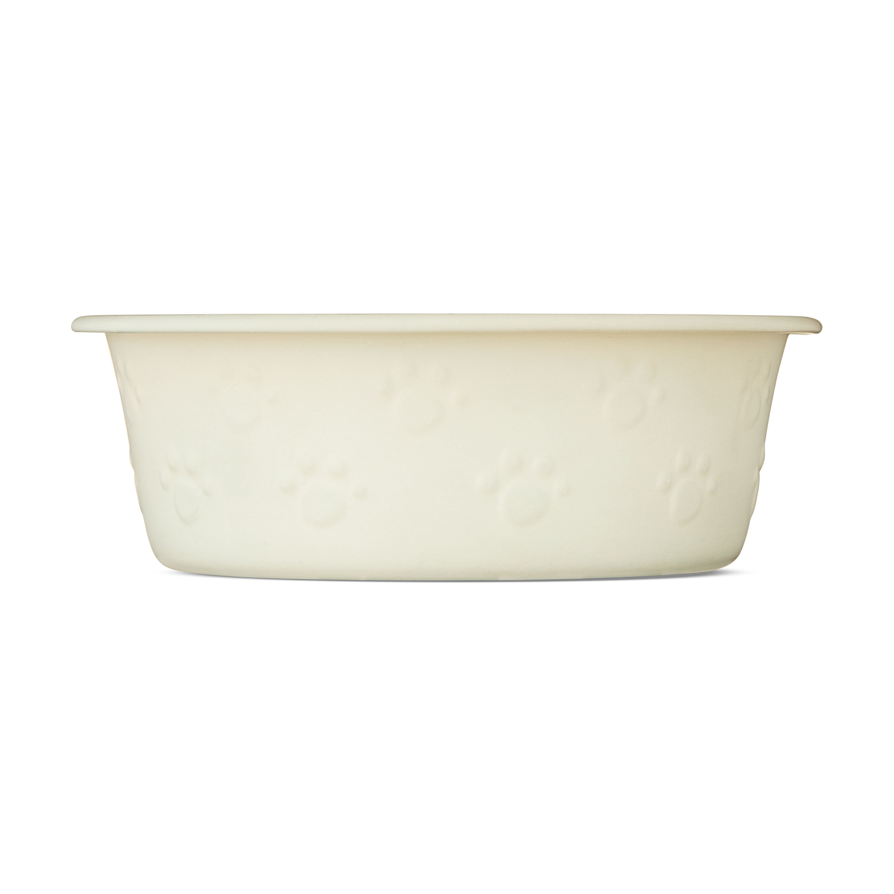 Vibrant Life Small Stainless Steel Embossed Dog Bowl, White Paws