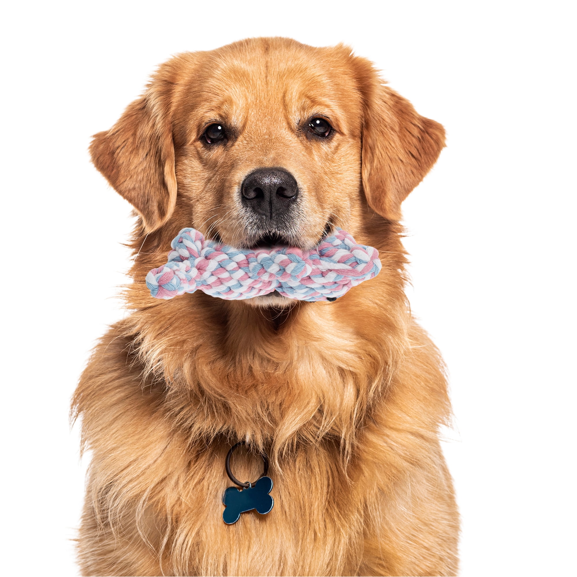 Unique Bargains Puppy Teethings Chewer Bear Shape Dog Chew Rope Braided Cotton Teeth Cleaning Rope Assorted Color Bear Shape Assorted Color 2 Pcs