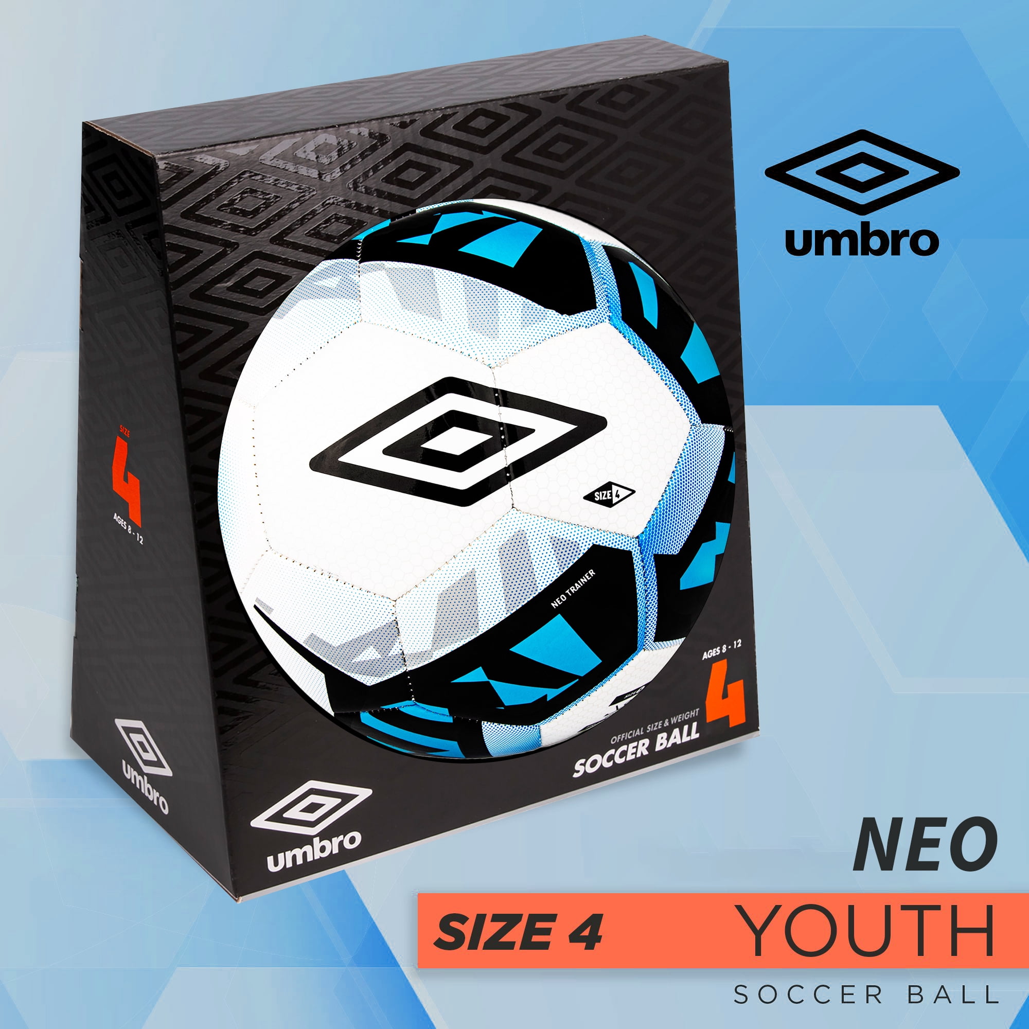 Umbro Neo Size 4 Soccer Ball for Kids 8-12 Years, Blue