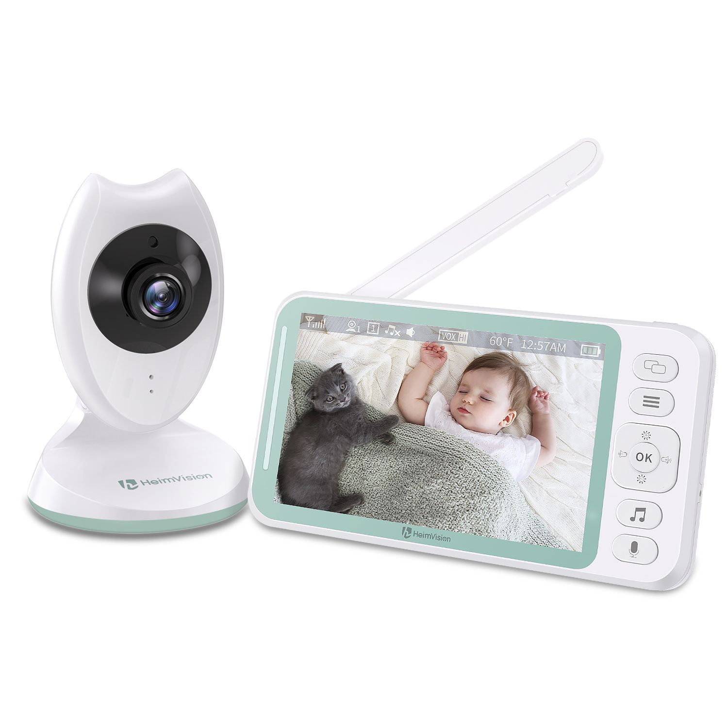 HM132 Video Baby Monitor with Camera and Audio Extra Lens and Holder Included 8 Lullabies HeimVision Baby Monitor 2 Way Talk 4.3 Split Screen Baby Camera with Night Vision VOX Mode