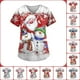 thumbnail image 1 of Uniforme de trabajo de enfermera con estampado navideño y cuello en V para mujer, camiseta de moda para mujer, camisetas divertidas de manga corta, ropa de trabajo, camiseta con bolsillo, 1 of 5