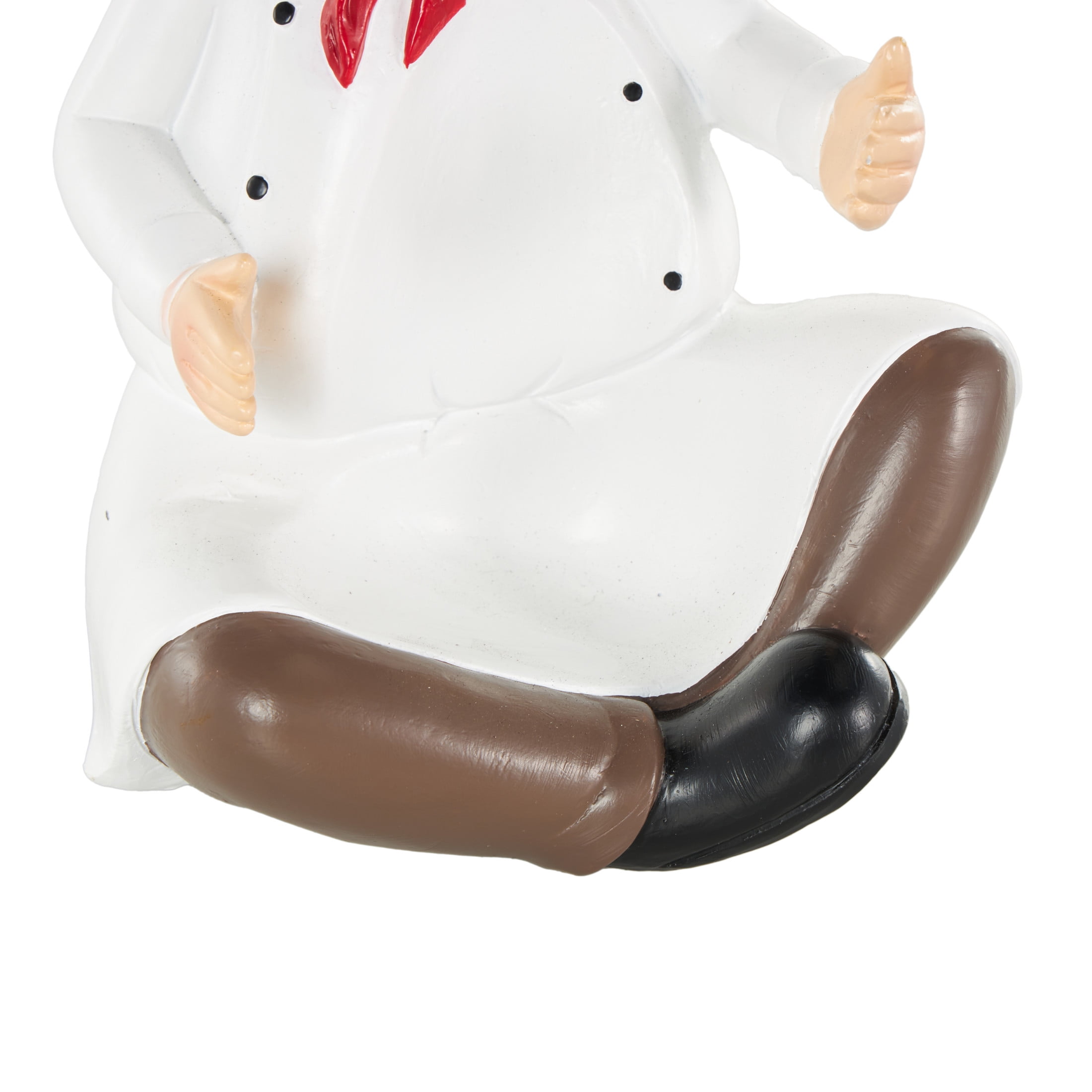 DecMode 6" x 10" White Polystone Kitchen Decorative Figurine Single Bottle Chef Wine Holder, 1-Piece