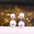 thumbnail image 4 of Women's Double Pearl Earrings - 925 Sterling Silver Front Back Freshwater Cultured Pearl Earrings (7mm/9mm) Adult Female, 4 of 5