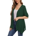 thumbnail image 3 of Uvplove Cardigan for Women Open Front 3/4 Sleeve Swiss Dots Cardigans Lightweight Casual Cover Up Dark green-L, 3 of 8