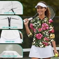 thumbnail image 6 of Uorisanigo Leopard-Print Flower Womens 3/4 Sleeve Golf Shirts Fashionable Relaxed Quick Dry Athletic Polo Shirts Comfortable Polyester Spandex Fabric Tennis Tops with Zipper Size S, 6 of 7