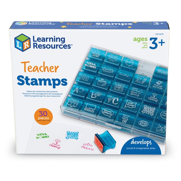 Set de 30 sellos para profesores, recursos de aprendizaje, Jumbo, ilustrados