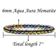 thumbnail image 2 of Angelstones Natural Aqua Aura Hematite Gemstone 6mm Round Beads Stretch Bracelet 7" Unisex, 2 of 4