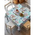 thumbnail image 2 of Easter Gnomes Eggs Suqare Tablecloth - 60 x 60 Inch, Bunny Ears Spring Flowers Country Blue Waterproof & StainResistant Tablecloth, Washable Oil-proof Table Cover for Dining/Party/Wedding/Buffet, 2 of 9