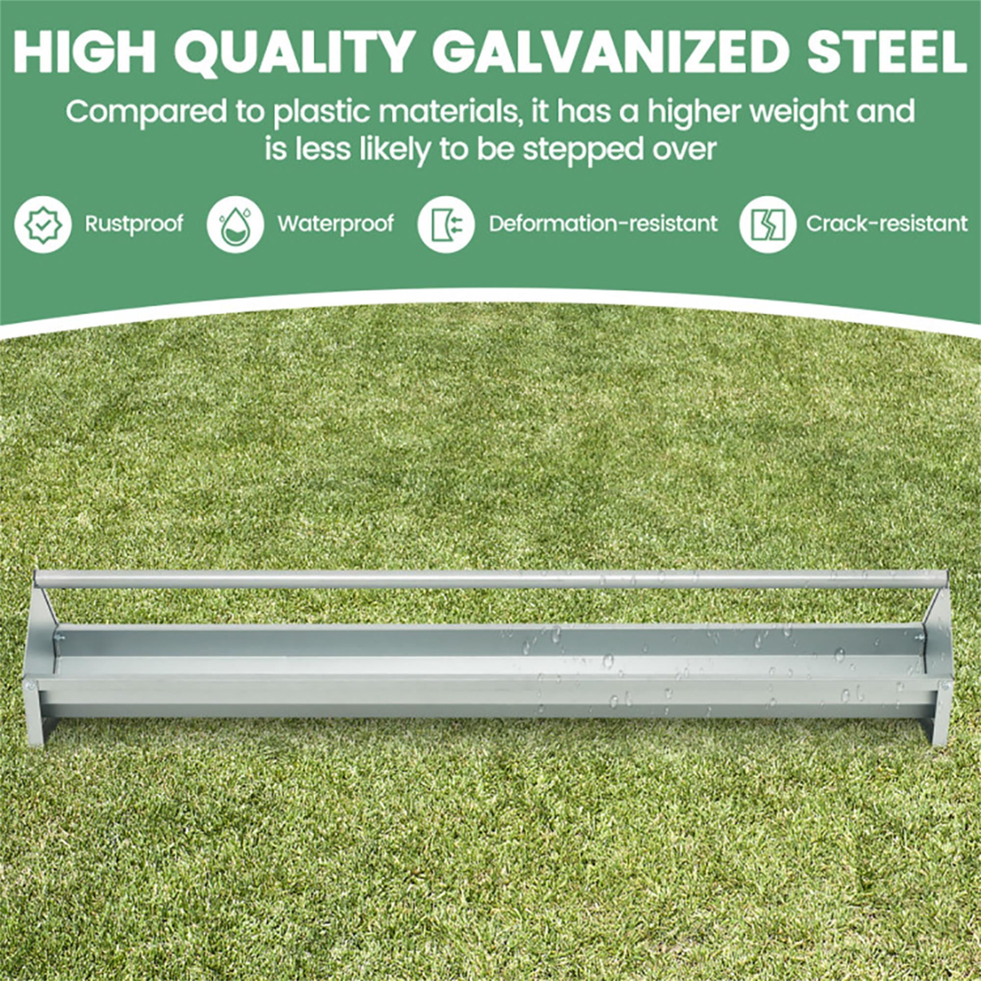 Kadyn 45" 2-in-1 Galvanized Steel Chicken Feeder with Adjustable Distance, Wall Mount Hay and Grain Feeder, Suitable for Sheep, Bantams, Poultry, Pheasants, Silver