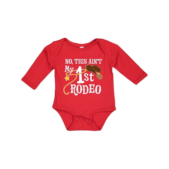 Inktastic No, This Ain't My 1st Rodeo Cowboy Hat and Lasso Boys or Girls Long Sleeve Baby Bodysuit