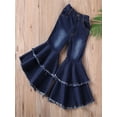 thumbnail image 3 of Gureui Toddler Kid Baby Girl Bell-Bottoms Pant Denim High Waist Wide Leg Jeans Trousers Pants, 3 of 7