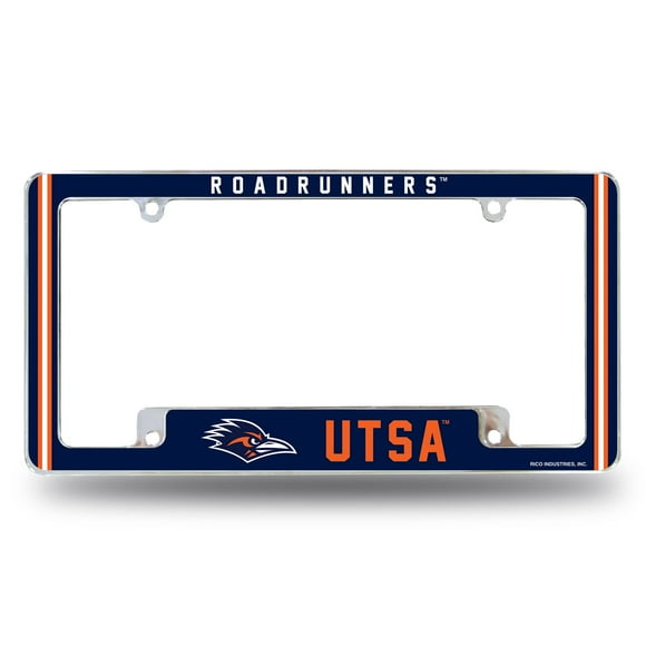 Rico Industries NcAA Texas-San Antonio Roadrunners Alternate 12 x 6 chrome All Over Automotive License Plate Frame for carTruckSUV