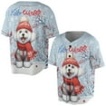 thumbnail image 3 of Hello Winter Bichon Frise Smiling in Red Scarf Hat Welcome Christmas All Over Print 3D Baseball Shirt Bichons Dog Lovers Gifts Idea Softball Sport - 00017, 3 of 6