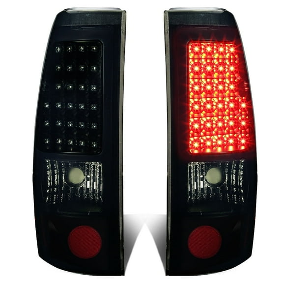 DNA Motoring For 99-03 Silverado Sierra LED Tail Light Rear Brake Lamps Pair Smoked/Black
