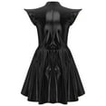 thumbnail image 3 of TiaoBug Women's Metallic Sleeveless Club Disco Holographic Dress Wet Look Pleated Dresses Black L, 3 of 7