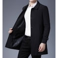 thumbnail image 3 of SWSMCLT Men's Snow Trench Coat Long Coats Casual Overcoat Long Sleeve Work Spring Single Breasted Business Business Black Medium, 3 of 4
