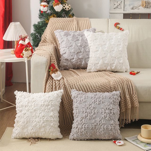 Juego de 4 Fundas de Cojín de Felpa Suave Funda de Cojín Decorativa para Sofá Dormitorio, 45 x 45 cm JAMW Sencillez