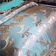 thumbnail image 2 of Satén Juego de Funda Nórdica de Lujo 4 Piezas Jacquard Suave Ropa de Cama de Seda Funda Nórdica, 2 of 8