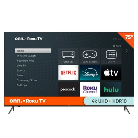 Onn. 75” Class 4K Uhd (2160P) Led Roku Smart Television (100044717)
