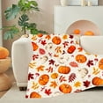 thumbnail image 5 of Fall Pumpkin Blanket 40"x30" Cream White Autumn Colored Print Thanksgiving Throw Blanket Lightweight Warm Soft Blanket Farmhouse Seasonal Decor for Home Living Room Sofa Couch Bed, 5 of 6