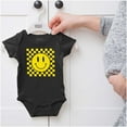 thumbnail image 5 of Cool Checkerboard Happy Face Smile Romper Boys or Girls Infant Baby Brisco Brands NB, 5 of 6