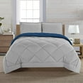 thumbnail image 2 of Mocassi 3-Piece Comforter Set - Reversible, Box Stitched Down Alternative, Twin/Twin XL, All Season Suitable, Navy/Silver, 2 of 5