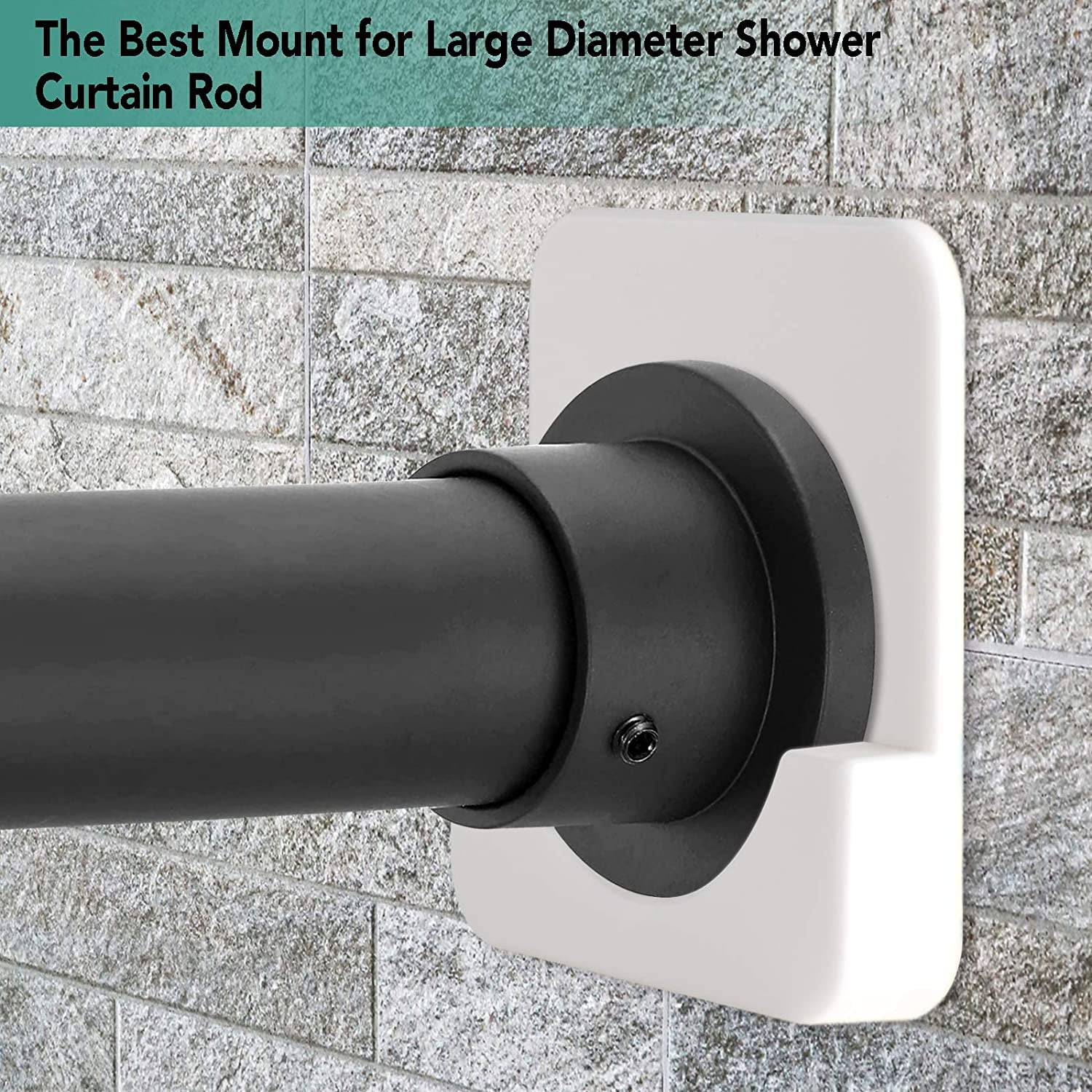 Adhesive Shower Curtain Rod Tension Holder | Shower Rod Mount Retainer for Wall | No Drilling | Stick On | 2 Pack, (Shower Curtain Rod Not Included)