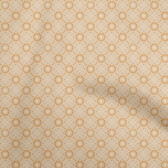oneOone Velvet Orange Fabric Asian Tile Sewing Material Print Fabric By The Yard 58 Inch Wide