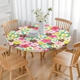 thumbnail image 2 of Elastic edge round table cover with vibrant floral print, durable polyester fabric, water-resistant, fits 44-52 inch round tables, extra large, 2 of 3