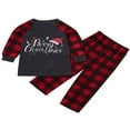 thumbnail image 2 of Matching Family Christmas Pajamas Set  Letter Reindeer Top Plaid Pants Set Sleepwear, 2 of 6