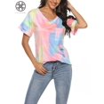 thumbnail image 4 of Luxtrada Plus Size Womens Summer Short Sleeve V Neck T-Shirt Tops Blouse Ladies Casual Loose Oversized Gradient Print T Shirts-2XL, 4 of 8