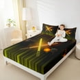 thumbnail image 4 of Manfei Lightsaber Queen Sheet Sets,Teens Colorful Neon Flat Sheet,Yellow Stripe Line Queen Fitted Sheet For Boys Kids,Microfiber Bedroom Decor,4 Pieces, 4 of 7