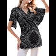 thumbnail image 2 of Blusas de Corta con Cuello en V para Mujer, Blusas Florales de Doble Capa de , Túnicas, Tops Estampado Étnico XL, 2 of 9