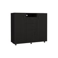 thumbnail image 5 of Miekor Furniture Letna Double Door Cabinet Dresser, Two Drawers, Four Interior Shelves, Three Cabinets With Door, Rod -Black W5U052, 5 of 8
