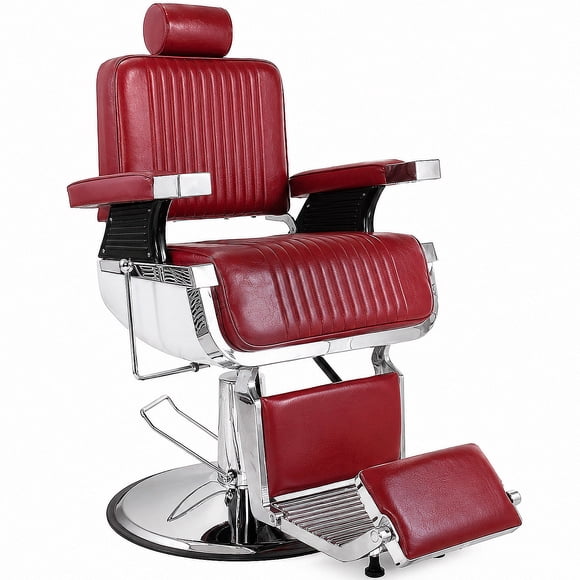 Sillon Premium Barberia Nanofort Silla Reclinable Giro 360 Neumatica Vino