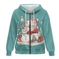 thumbnail image 4 of FOR U DESIGNS Christmas Snowman Hoodies with Zipper for Women Oversized Trendy Hoodie Size S Comfortable Hooded Zip Up Sweatshirt Women Down-Shoulder Collar Sportswear, 4 of 7