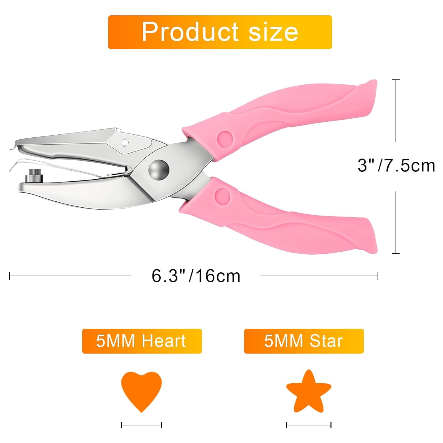 2 Pack held Hole Paper Punch Kit,Single Punch, Heart and Star