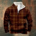 thumbnail image 2 of Tisuna Mens Half Zip Stand Collar Plaid Sweatshirts Casual Long Sleeve T Shirts Comfort Fit Sportwear Hoodless Sweatshirts, 2 of 3