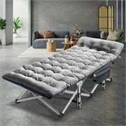 ABORON Folding Camping Cot Bed ,With Removeable Mattress for Adults,Portable Outdoor Cots with 2 Sided Mattress & Carry Bag